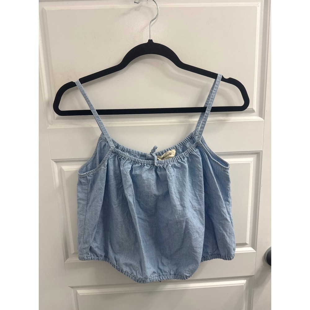 Madewell Light Blue Chambray Cotton Hemp Button Front Cami Tank Top Small